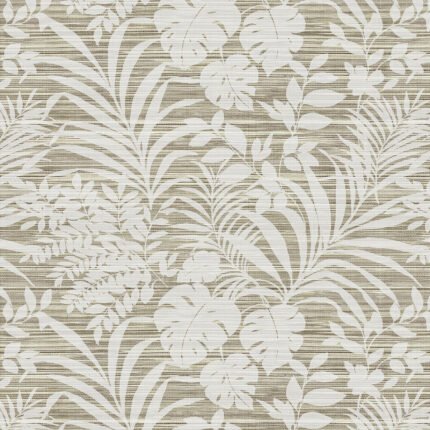 Tropical Leaf Textile String | Browns and Taupes Florals, Botanicals and Tropicals Wallpaper for Office, Living Room, and Kitchen