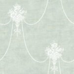 Beaded Bouquet - Metallic Champagne and Sky Blue | Blues Florals, Botanicals and Tropicals Wallpaper for Half Bath, Living Room, and Hallway