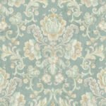 Floral Cameo - Gold and Sea Green | Greens Florals, Botanicals and Tropicals Wallpaper for Living Room, Powder Room, and Entryway