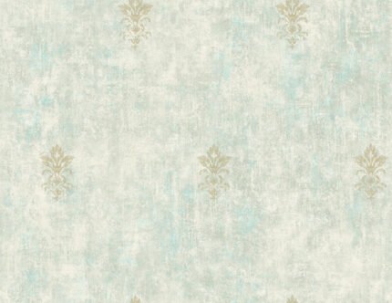 Vintage Fleur de Lis - Metallic Gold and Sea Green
