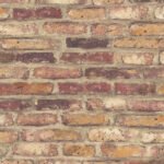 Vintage Bricks - Wine and Antique Gold | Reds Industrial Wallpaper for Kitchen, Hallway, and Accent Wall