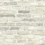 Vintage Bricks - Gray and Off-White | Grays Industrial Wallpaper for Entryway, Dining Room, and Bedroom