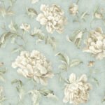 Vintage Floral Trail - Sky Blue and Bronze Shimmer | Blues Florals, Botanicals and Tropicals Wallpaper for Accent Wall, Bedroom, and Kitchen