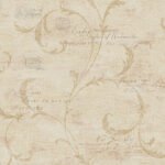 Scroll and Stamps - Tan Shimmer and Sand | Browns and Taupes Damasks and Scrolls Wallpaper for Accent Wall, Bedroom, and Kitchen
