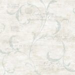 Scroll and Stamps - Champagne Shimmer and Ice Blue | Blues Damasks and Scrolls Wallpaper for Powder Room, Accent Wall, and Half Bath