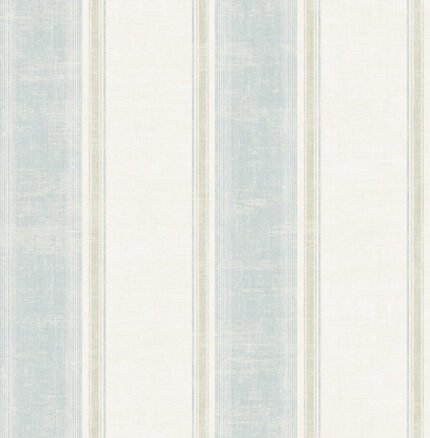 Distressed Stripe - Metallic Pearl and Sky Blue | Blues Plaids, Checks and Stripes Wallpaper for Powder Room, Hallway, and Living Room