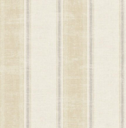 Distressed Stripe - Pearl Shimmer and Tan | Warm Neutrals and Beiges Plaids, Checks and Stripes Wallpaper for Powder Room, Bedroom, and Living Room