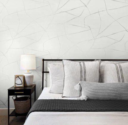 Astratto - Modern White | Whites and Off Whites Abstracts Wallpaper for Dining Room, Entryway, and Powder Room