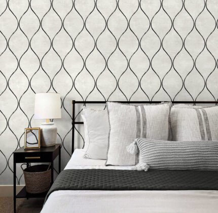 Ellisse - Indian Ink | Whites and Off Whites Geometrics Wallpaper for Office, Accent Wall, and Nursery