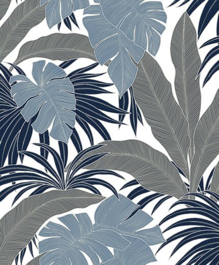 Sabryna - Morning Frost | Blues Florals, Botanicals and Tropicals Wallpaper for Accent Wall, Bedroom, and Office