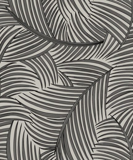 Kendari - Dark Point | Blacks Florals, Botanicals and Tropicals Wallpaper for Entryway, Nursery, and Accent Wall