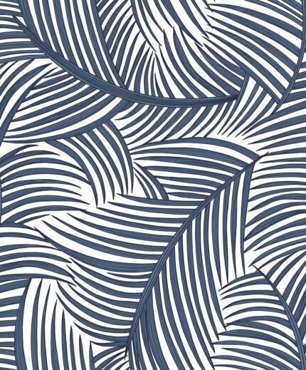 Kendari - Famous Blue | Navys Florals, Botanicals and Tropicals Wallpaper for Kitchen, Half Bath, and Entryway