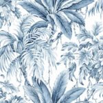 St Andrew - Crystal | Blues Florals, Botanicals and Tropicals Wallpaper for Bedroom, Powder Room, and Half Bath