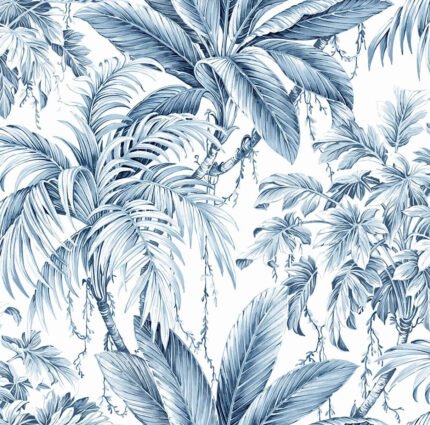 St Andrew - Crystal | Blues Florals, Botanicals and Tropicals Wallpaper for Bedroom, Powder Room, and Half Bath