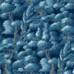 Southwark - Sapphair | Blues Trees and Leaves Wallpaper for Living Room, Half Bath, and Accent Wall