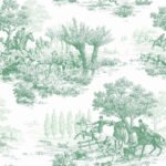 St George - Jade | Greens Toiles Wallpaper for Kitchen, Entryway, and Dining Room