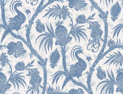 St Paul - Ceil | Blues Toiles Wallpaper for Hallway, Half Bath, and Bedroom