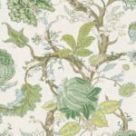 Southampton - Matcha | Greens Jacobean and Tapestry Wallpaper for Hallway, Office, and Dining Room