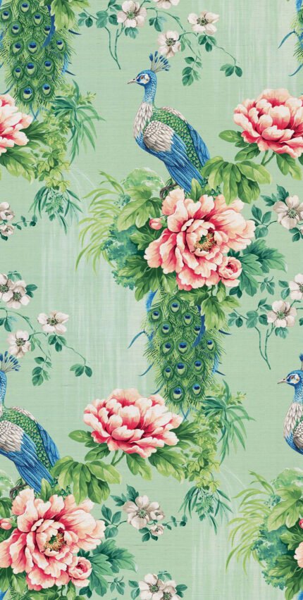 Sandy - Green Turquoise | Aquas and Teals Animals, Birds and Insects Wallpaper for Dining Room, Bedroom, and Office