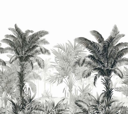 Sun Court Mural - Witching Hour | Grays Florals, Botanicals and Tropicals Wallpaper for Entryway, Hallway, and Nursery