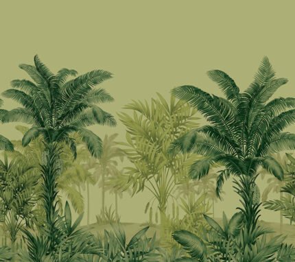 Sun Court Mural - Sprouce | Greens Florals, Botanicals and Tropicals Wallpaper for Accent Wall, Kitchen, and Nursery
