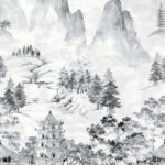 Stoney Lane Mural - Pencil | Grays Ikat, Shibori and Watercolor Wallpaper for Dining Room, Nursery, and Entryway