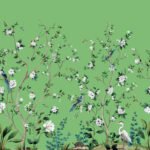 Heron Botanical Mural - Emerald Green | Greens Florals, Botanicals and Tropicals Wallpaper for Half Bath, Hallway, and Accent Wall