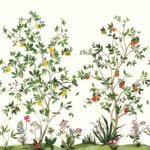 Citrus Grove Mural - Porcelain | Multicolors Florals, Botanicals and Tropicals Wallpaper for Living Room, Accent Wall, and Kitchen