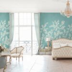 Vining Beauty Mural - Teal | Aquas and Teals Trees and Leaves Wallpaper for Hallway, Powder Room, and Entryway