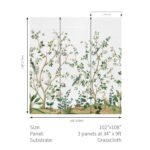 Heron Botanical Mural - Silver | Greens Florals, Botanicals and Tropicals Wallpaper for Hallway, Office, and Dining Room