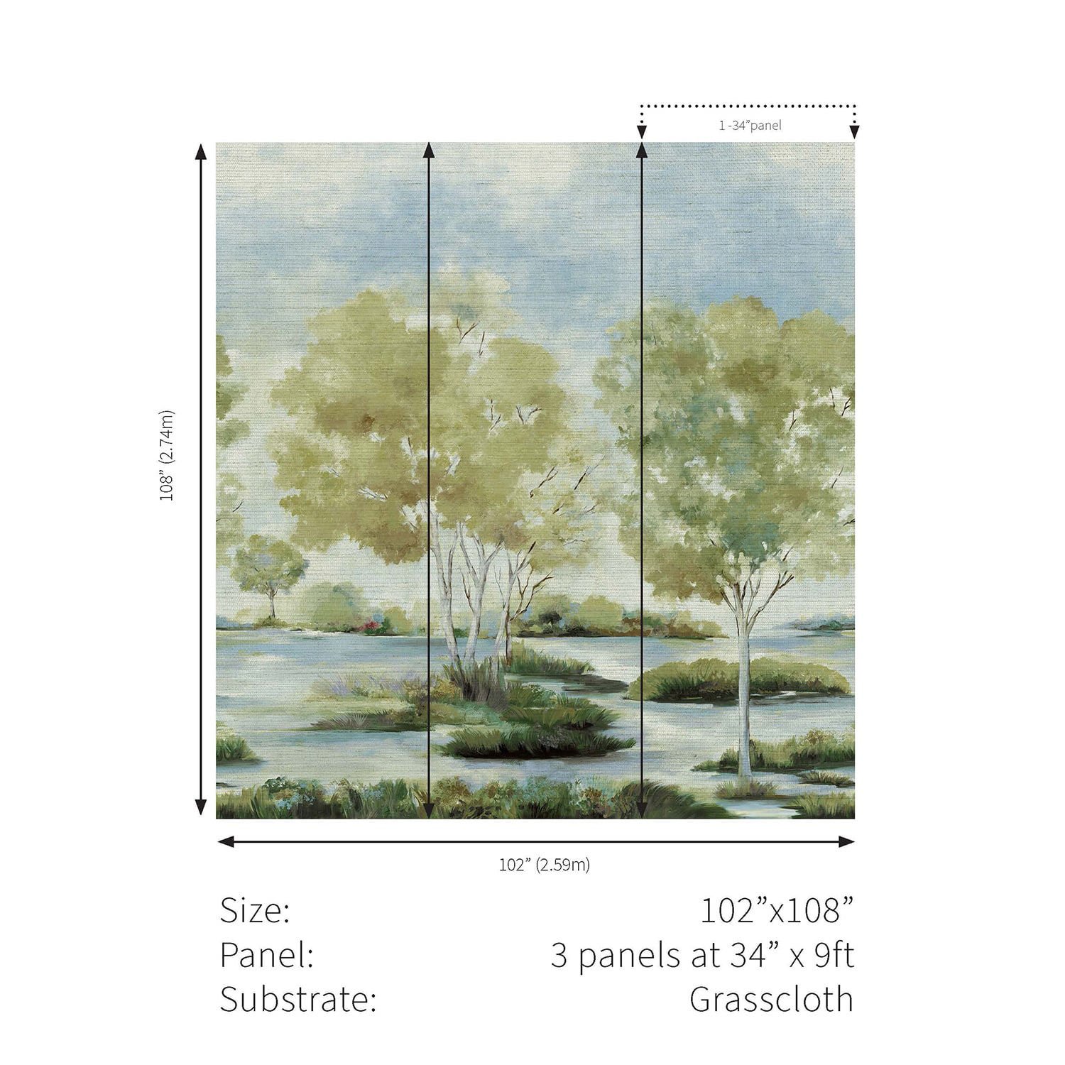 0086074_savannah-mural-basil-cream-1 Savannah Mural - Basil Cream | Multicolors Trees and Leaves Wallpaper for Nursery, Bedroom, and Powder Room - Image 1