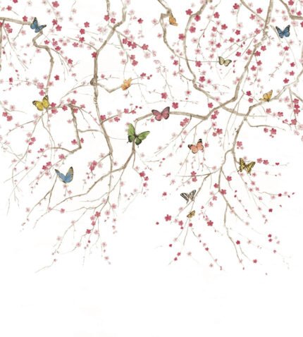 Butterfly Delight - White | Multicolors Animals, Birds and Insects Wallpaper for Entryway, Living Room, and Bedroom