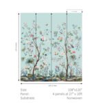 Charleston Gardens Mural - Sky Blue | Blues Florals, Botanicals and Tropicals Wallpaper for Accent Wall, Hallway, and Living Room