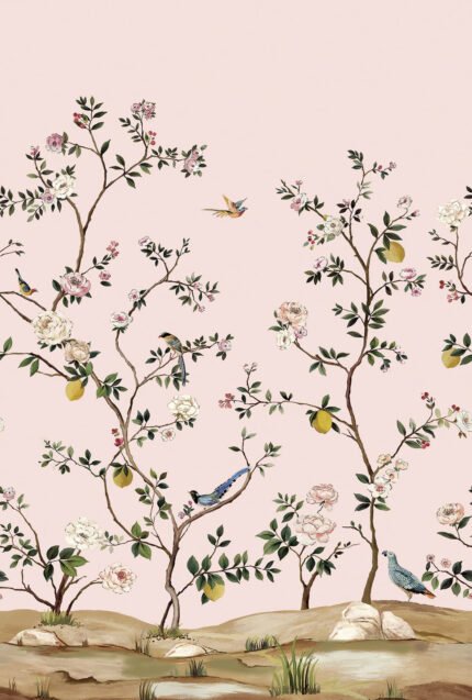Blossom Mural - Blush | Pinks Florals, Botanicals and Tropicals Wallpaper for Half Bath, Dining Room, and Bedroom