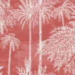 Palm Grove - Coral | Reds Trees and Leaves Wallpaper for Hallway, Half Bath, and Living Room