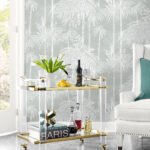 Palm Grove - Misty | Grays Trees and Leaves Wallpaper for Dining Room, Half Bath, and Kitchen