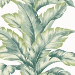 Banana Springs - Aloha Green | Greens Trees and Leaves Wallpaper for Half Bath, Office, and Hallway