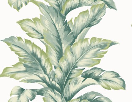 Banana Springs - Aloha Green | Greens Trees and Leaves Wallpaper for Half Bath, Office, and Hallway