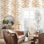 Banana Springs - Umber | Oranges Trees and Leaves Wallpaper for Living Room, Office, and Powder Room