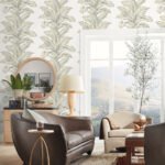 Banana Springs - Cool And Warm | Warm Neutrals and Beiges Trees and Leaves Wallpaper for Accent Wall, Powder Room, and Dining Room