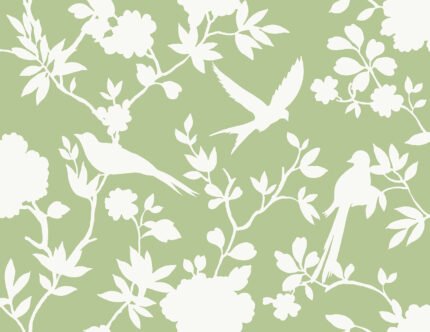 Kauai - Kiwi | Greens Animals, Birds and Insects Wallpaper for Office, Entryway, and Powder Room