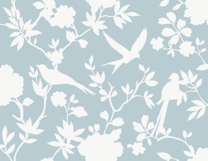 Kauai - Iceberg Blue | Blues Animals, Birds and Insects Wallpaper for Nursery, Entryway, and Hallway