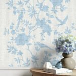 Aloha - Maya Blue | Blues Animals, Birds and Insects Wallpaper for Half Bath, Hallway, and Bedroom