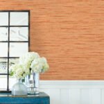 Loe Sanctuary - Persimmon | Oranges Textures Wallpaper for Accent Wall, Nursery, and Dining Room