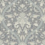 Scarlett - New Hope Gray | Blues Damasks and Scrolls Wallpaper for Entryway, Office, and Living Room