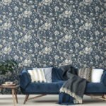 Rosie - Agean | Blues Florals, Botanicals and Tropicals Wallpaper for Half Bath, Kitchen, and Entryway