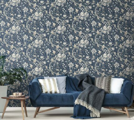 Rosie - Agean | Blues Florals, Botanicals and Tropicals Wallpaper for Half Bath, Kitchen, and Entryway