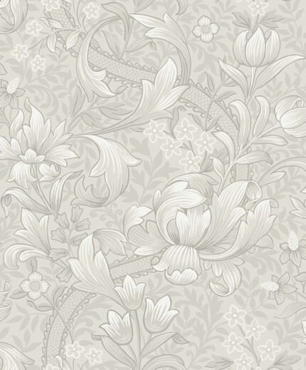 Rosie - Pearl | Grays Florals, Botanicals and Tropicals Wallpaper for Hallway, Office, and Kitchen