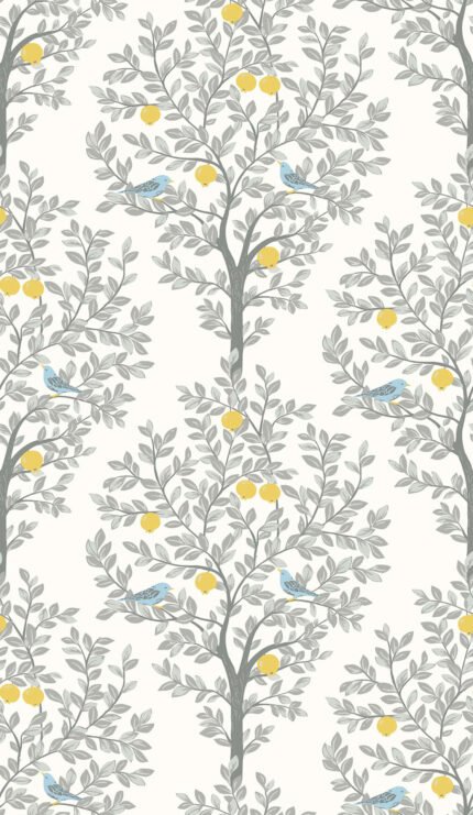 Goldcrest - Foggy Morning | Grays Trees and Leaves Wallpaper for Half Bath, Office, and Accent Wall