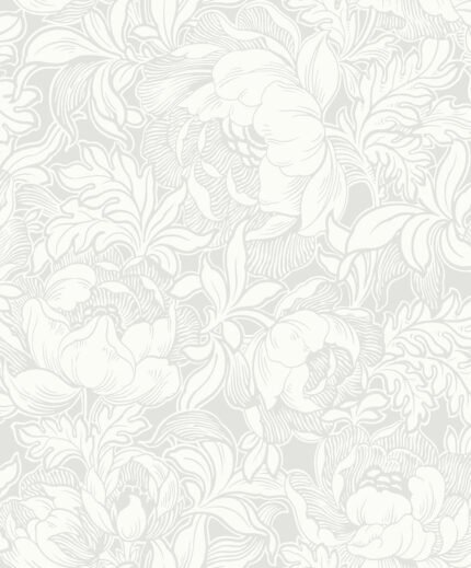 Annabella - Pearl River | Whites and Off Whites Florals, Botanicals and Tropicals Wallpaper for Entryway, Office, and Half Bath